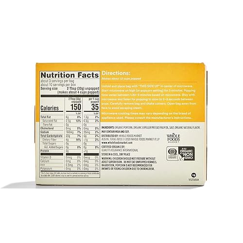 365 Organic Microwave Popcorn - 10.5oz Whole Foods Market Natural Snack