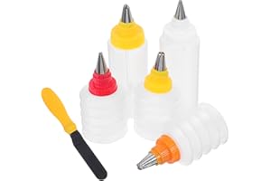 VILLCASE 6pcs Icing Squeeze Bottles Set for Cake Decorating, Small Piping Tool Kit for Baking Supply and