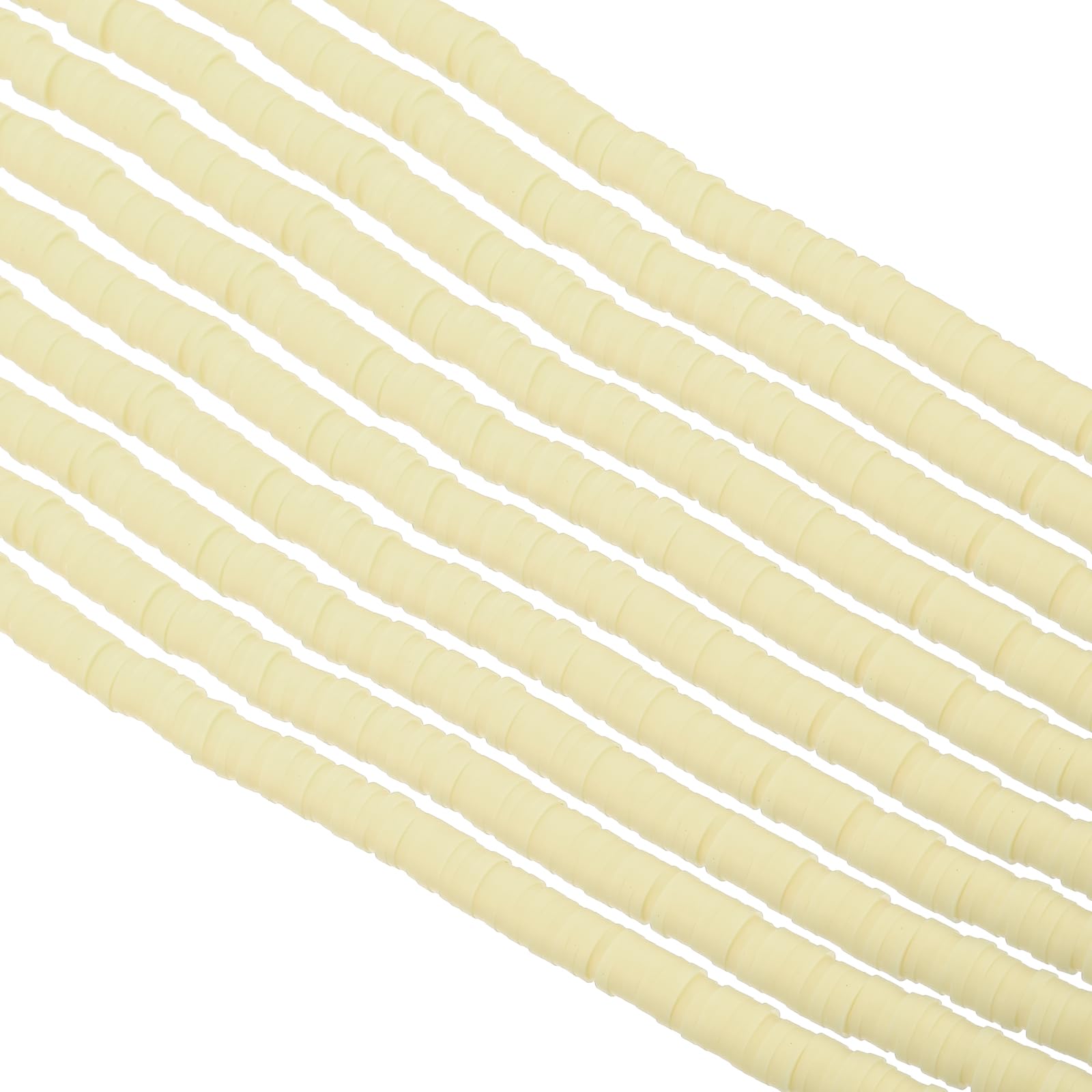 PATIKIL 6mm Polymer Clay Beads Spacer, 3500Pcs 10 Strands Round Flat Handmade Bead Spacer for Craft Home Decor Chain Bracelets Jewelry Making, Beige