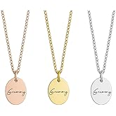 Ida Memory Custom Name Necklace Engraved on Heart Necklace – Personalized Heart Jewelry – Christmas or Birthday Gifts for Grandma from Grandkids – Rose Gold Necklace for Mom