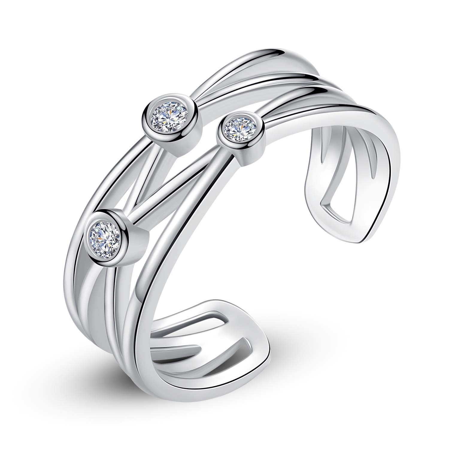 VIKI LYNN Women 925 Sterling Silver Open X Criss Cross Rings