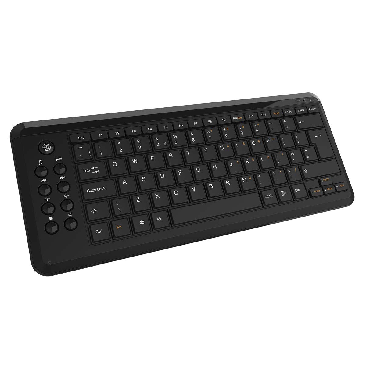 CiT WK-838 Premium Mini M-Media Keyboard, Business/Home Users, 83 Keys, Multimedia Functions, Compatible For Windows & Mac, USB Connection, UK Layout | Black