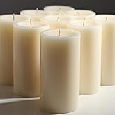 MOSROAD Set of 12 Ivory Pillar Candles - 2.8x6 inch Hand-Poured Large Pillar Candle | 75 Hours Burn Time | Unscented Candles | Dripless and Smokeless | Perfect for Wedding, Parties, Spas, Home Decor