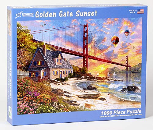 Vermont Christmas Company Golden Gate Sunset Jigsaw Puzzle 1000 Piece