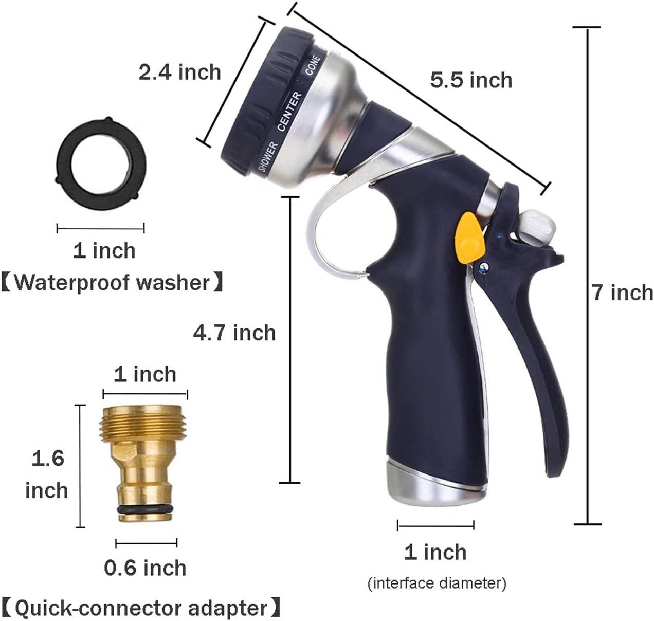 Garden Hose Nozzle Heavy Duty Water Spray 8 Patterns High Pressure for Outdoor Watering Plants, Lawns, Car Washing & Pets Showering : Garden & Outdoor