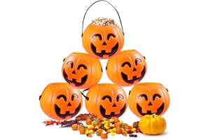 HANSGO Mini Halloween Portable Pumpkin Bucket, 12PCS 2.5 inches Small Halloween Pumpkin Candy Buckets Children Trick or Treat Bags