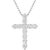 Dazzlingrock Collection Round Moissanite or Lab Grown 1.93 Cttw White Diamond Cross Pendant Necklace for Women in 925 Sterling Silver