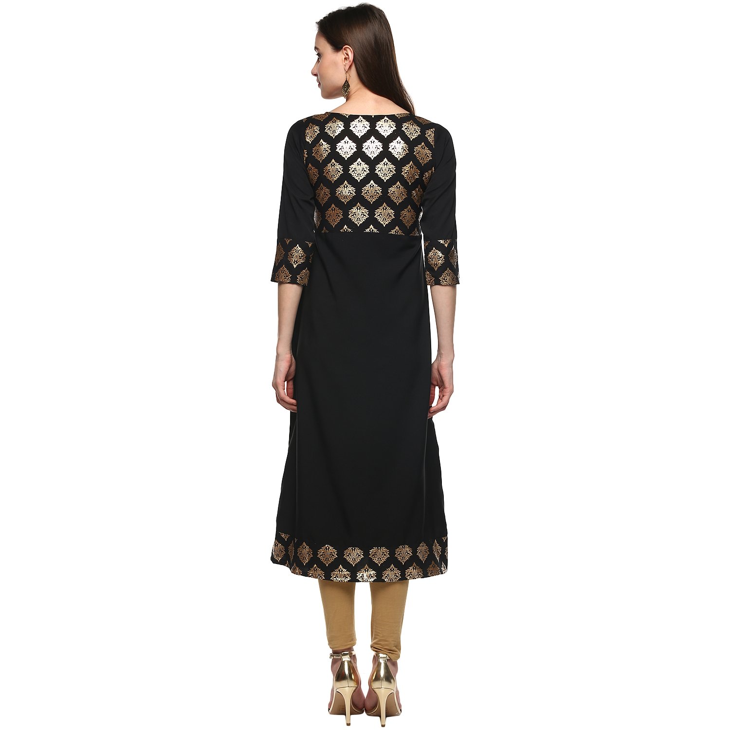 alc creations women's faux crepe a-line kurti