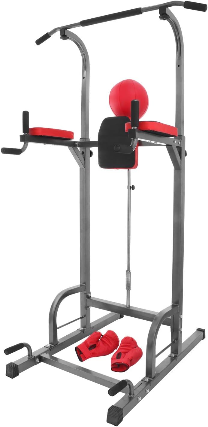 Worldhero Multi-Function Power Tower Dip Station Adjustable Height Folding Power Tower Pull Up Bar Standing Tower for Indoor Home Gym Fitness