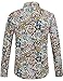 SSLR Men's Paisley Shirts Cotton Printed Button Down Long Sleeve Shirts for Men (X-Large, Blue Red)