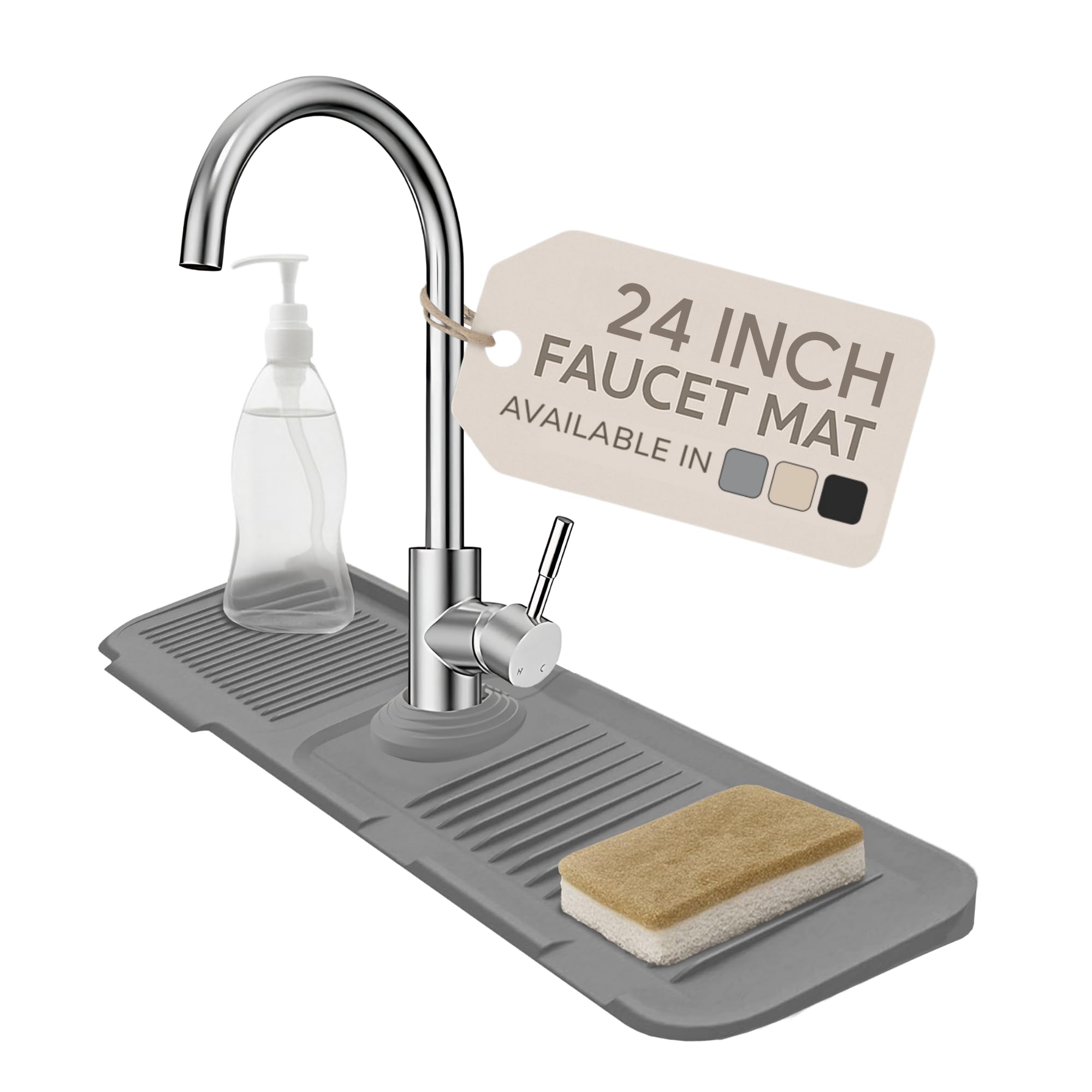 Photo 1 of 24” Silicone Faucet Mat For Kitchen Sink, Kitchen Sink Splash Guard Behind Faucet, Kitchen Faucet Mat For Kitchen Sink, Kitchen Sink Faucet Mat Splash Guard and Sink Water Splash Guard (Gray)