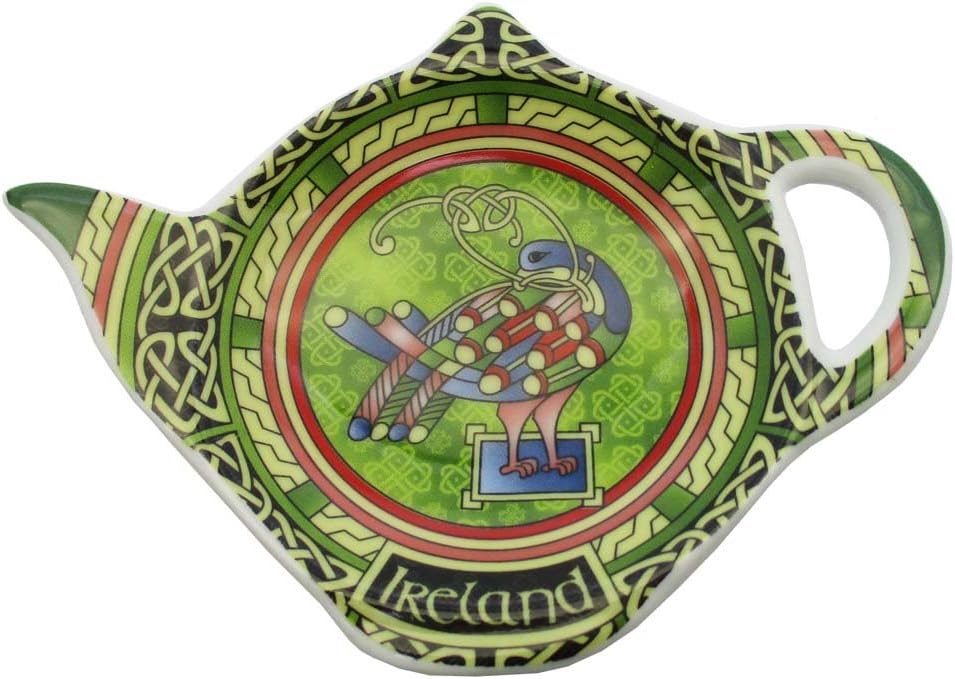 Celtic Peacock Ireland Teabag Holder With A Coloured Trinity Irish Design