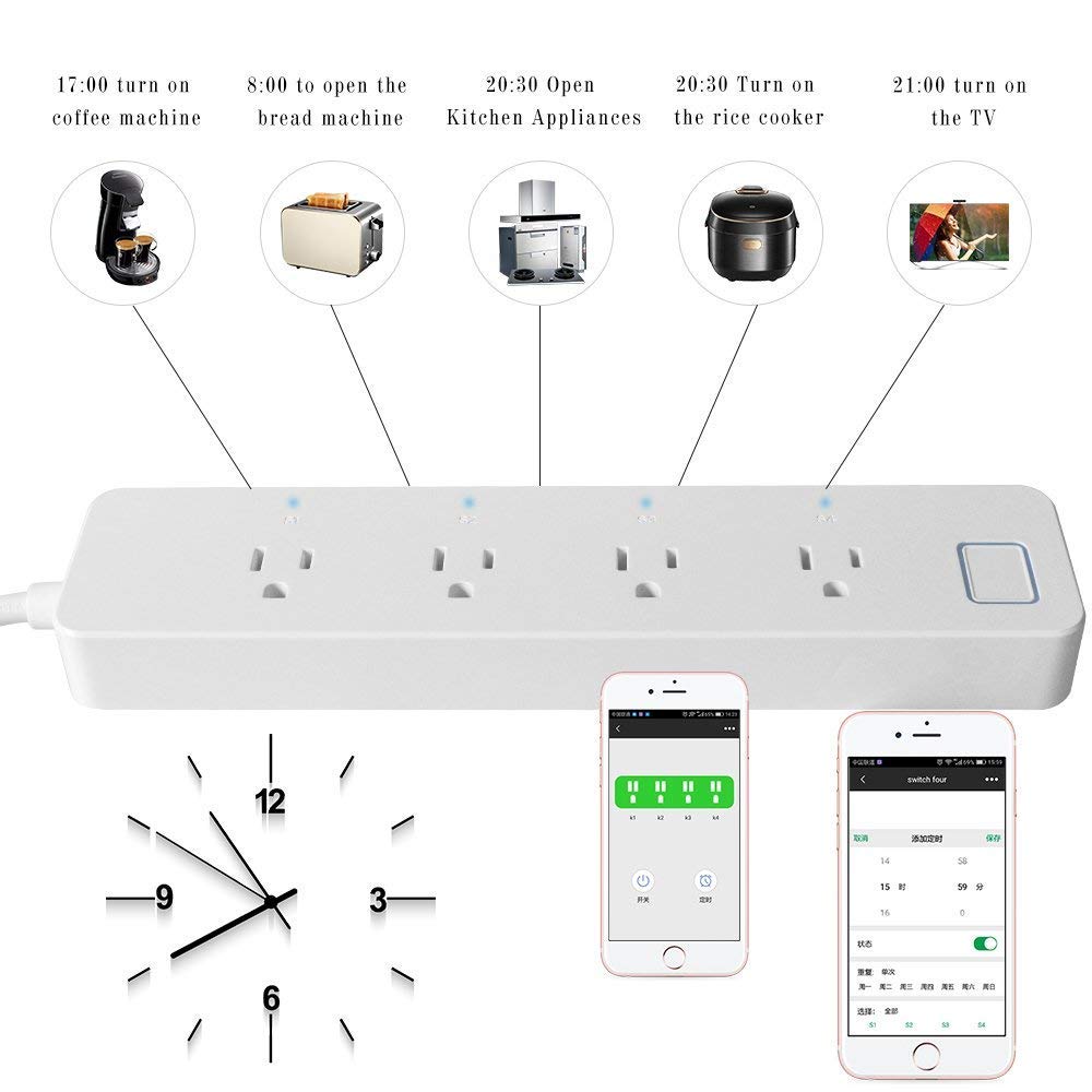 Ltd Linganzh Smart Power Strip Surge Protector Wifi Extension Socket No Hub Required Lingan Intelligent Technology