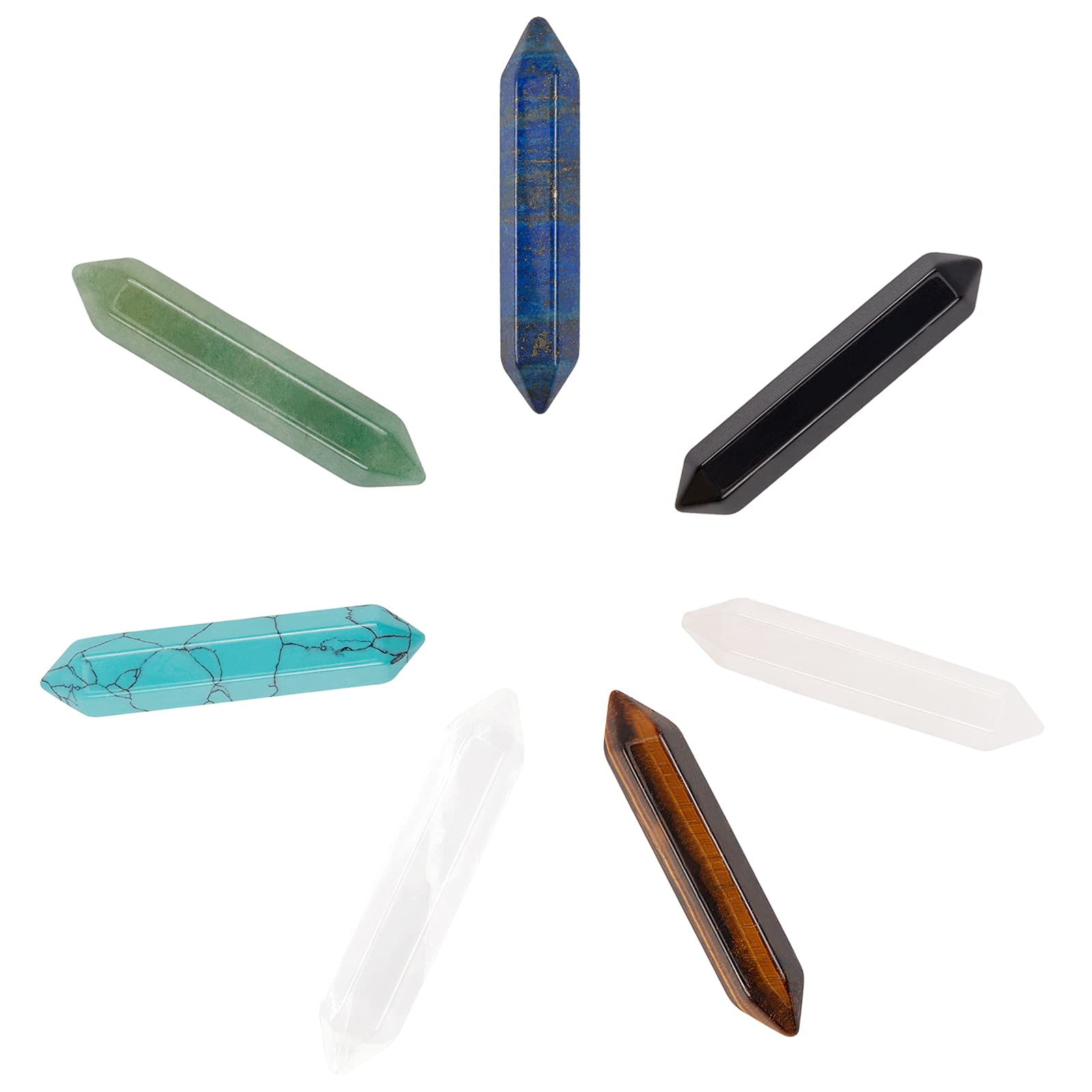NBEADS 7 Pcs Chakra Beads, Crystal Single Point Wand Natural Gemstone Polished Tumbled Stones for Reiki Chakra Meditation Therapy Decor