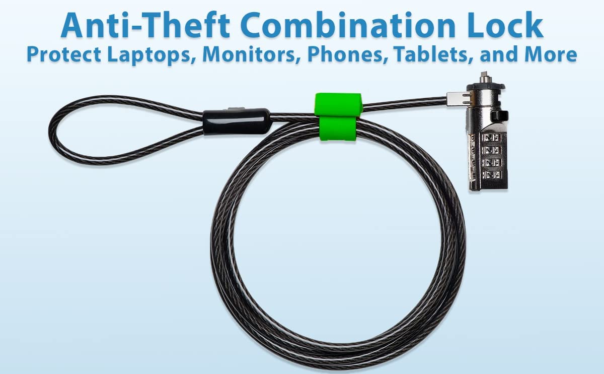 (Combo Lock) Universal Anti-Theft Security Hardware Cable Combination Lock Kit for Laptop, MacBook, iPad, Tablets, Can Secure Virtually Anything