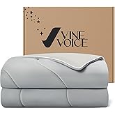 Vine Voice Soft Cooling Comforter Blanket for Hot Sleepers, Full/Queen, Double-Sided Cold Blanket for Night Sweats, All-Season Cooling Comforter, Silver Gray, 90''x90''