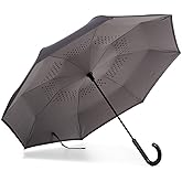 Totes Auto Reverse Close Windproof Stick Inbrella with Water Repellent Protection