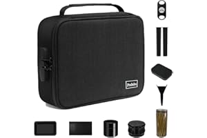 PODAHO Extra Large Cosmetic Bag with 9 PCS Accessories, XL Organizers Makeup Box Case with Lock for Storing Your Particular Products, Waterproof Storage Containers Pouch, 10 X 8 X 4 Inches, Black