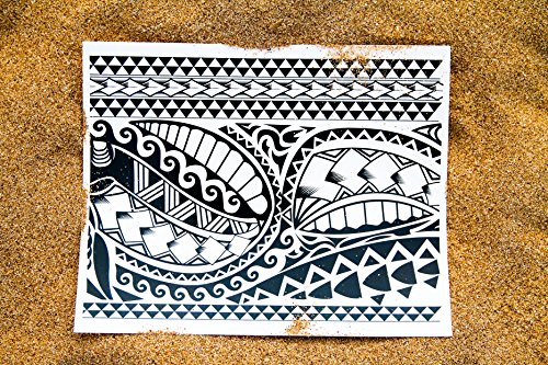 Polynesian Tribal All Black Temporary Tattoo - Hawaii
