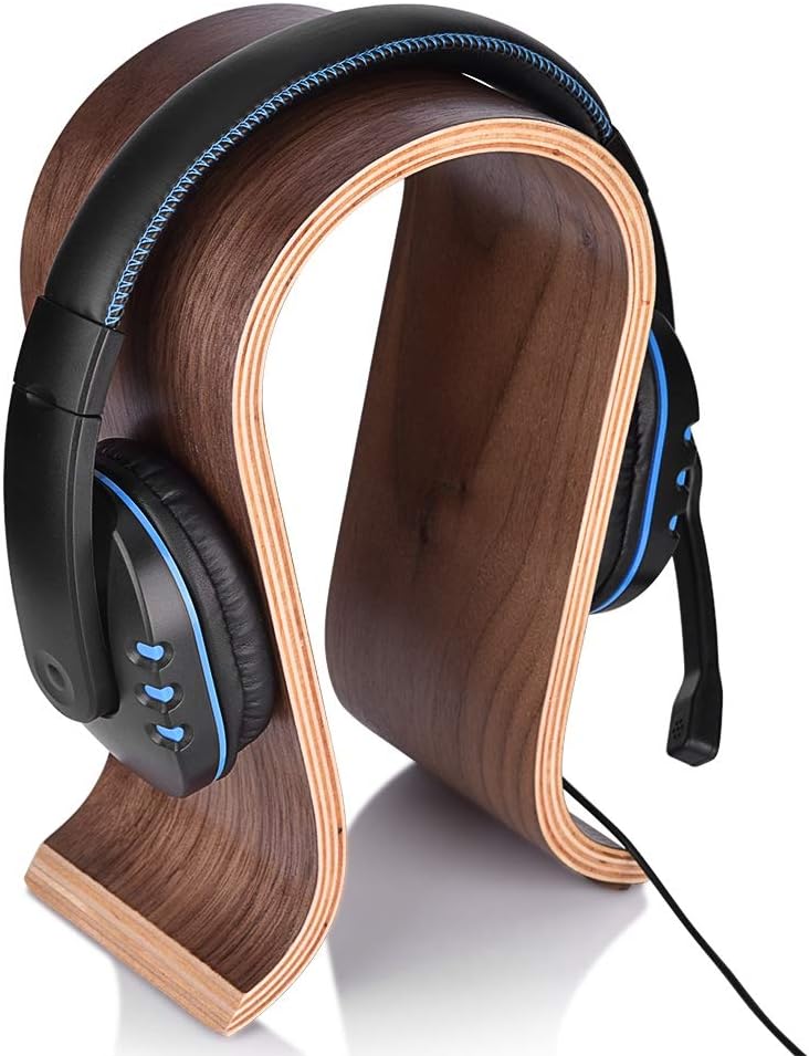 Annadue U Shape Wooden Headphone Holder, Wooden Headphone Desk Stand, Stable Base, for Home Office, Study, Shop, and Many Other Places