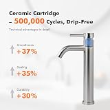 Ibergrif Tall Basin Mixer Tap Brushed Nickel Stainless Steel Single Lever view 4