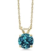 Gem Stone King 14K Yellow Gold London Blue Topaz Pendant Necklace for Women | 1.10 Cttw | Gemstone November Birthstone | Round 6MM | With 18 Inch Chain