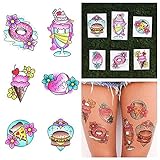 Tattify Colorful Traditional Food Temporary Tattoos - Just a Bite (Complete Set of 12 Tattoos - 2 of each Style) - Individual Styles Available- Fashionable Temporary Tattoos