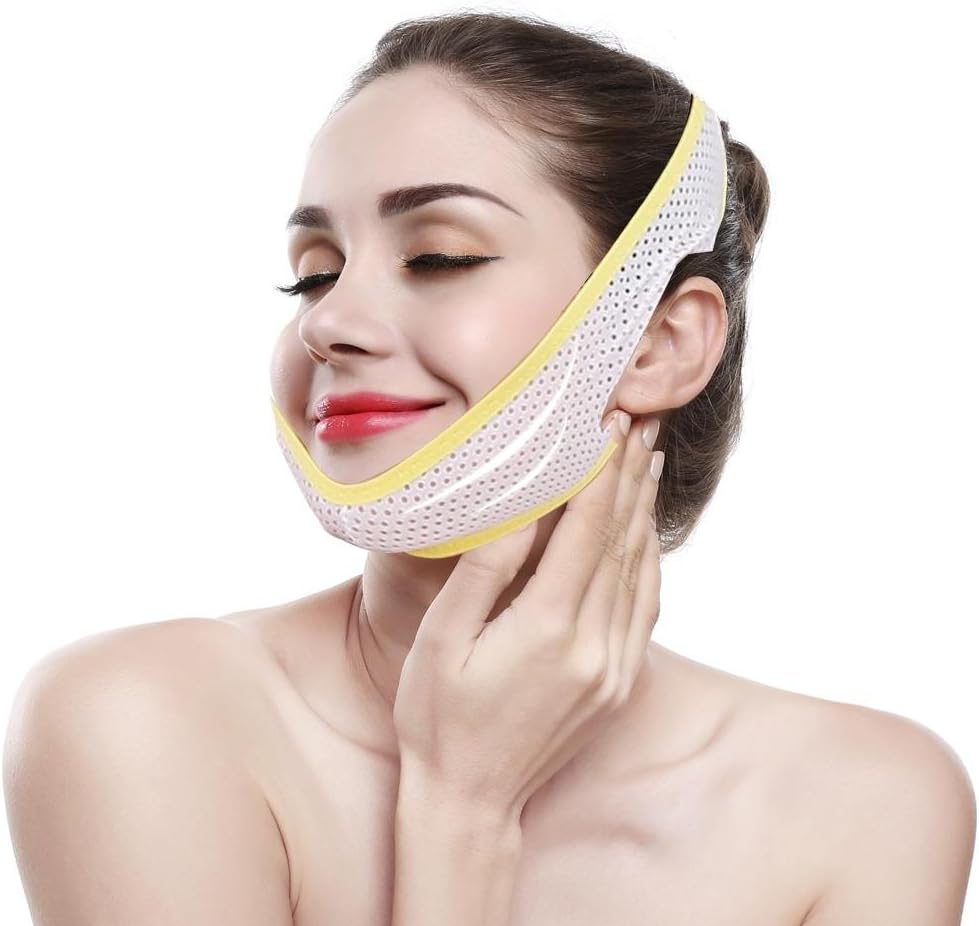 Face Bandage Facial, Slimming Mask Face Belt Facial Slimming Mask Facial Bandages Reducer Double Chin V-Line and Anti-Wrinkle Gill Face Care Skin Compact(M.)