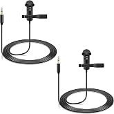 2-Pack Lavalier Microphone for DJI Mic 2 &amp; Rode Wireless Pro Transmitters | Omnidirectional Lav Lapel Wearable Mic for Vlog Interview Streaming Lectures Broadcasters