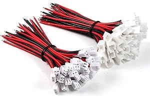 BOLTHUB 30 Pairs JST 1.25mm 2 Pin Micro Male Female Connector Plug, Micro Wire Connectors with Red Black 80mm Wire Cables