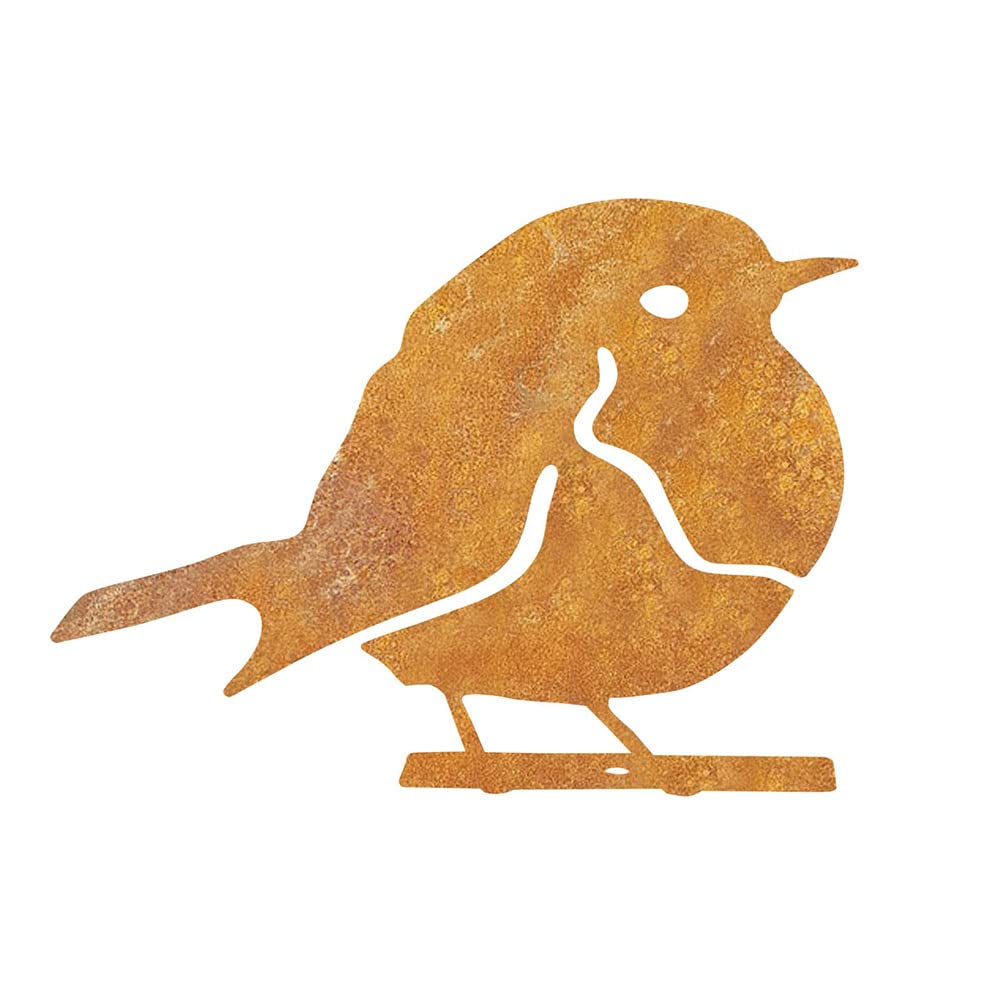 Metal Fence Robin Garden Art Bird Shaped Artwork Decoration Garden Metal Animal Outline Decorative (Rust)