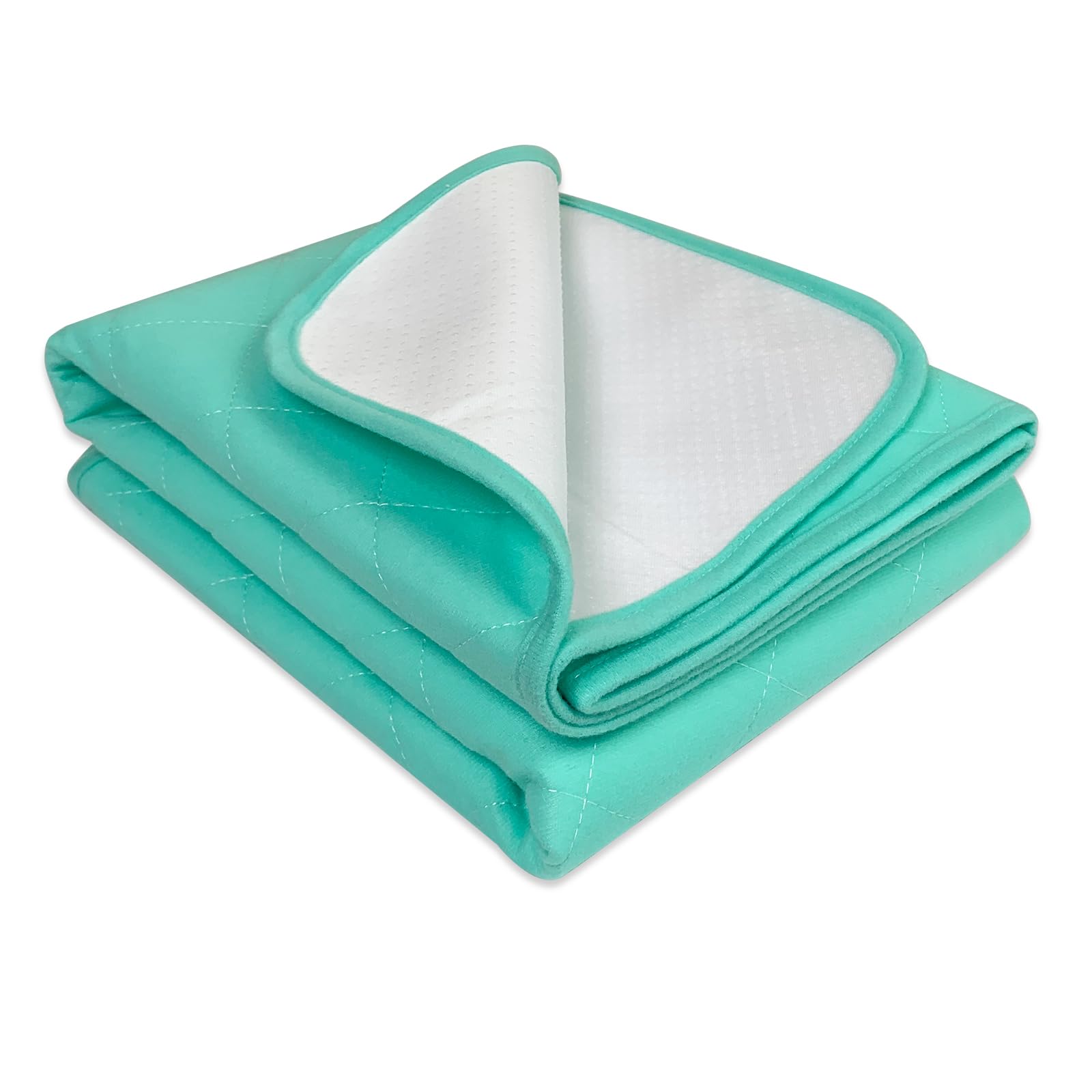 Bedecor Washable Kylie Sheets Single Bed 70x90cm - Incontinence Bed Pads for Potty Training, Kids & Puppy - Waterproof Mat Protector for Wheelchair & Sofa - Green