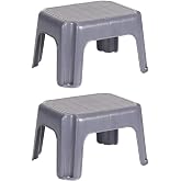 Rubbermaid Durable Plastic Roughneck Household Small Sturdy Step Stool with 200-LB Weight Capacity, Gray (2 Pack)
