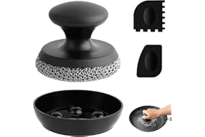 SEFONE Cast Iron Scrubber Cleaner, Chainmail Scrubber for Cast Iron Pan Skillet, Dish Scouring Pad, 316 Stainless Steel Brush/Scraper for Metal Skillet Scrubbing, Wok, Dutch Oven Cleaning Kit - Thin Mesh