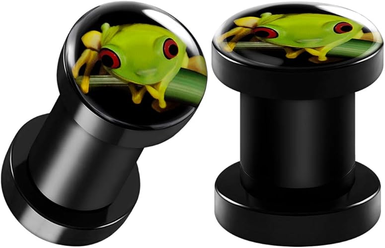 Amazon Big Gauges ペア ブラック アクリル グリーン カエル ロゴ スクリューフィット フレッシュトンネル ピアス ジュエリー ストレッチャー 耳 耳 耳 耳 耳 耳 耳 耳 耳 耳 耳 プラグ ボディピアス 通販