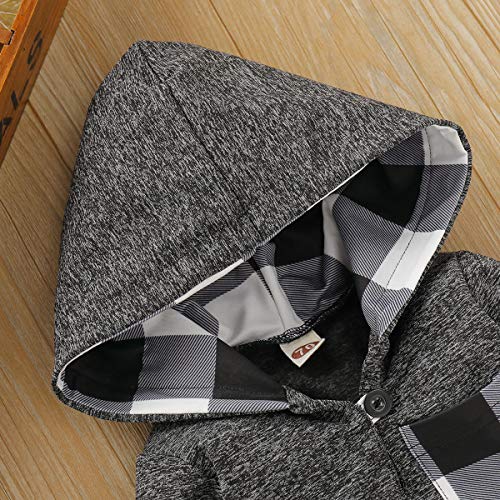 Kids Toddler Infant Baby Boys Girls Fall Outfit Plaid Pocket Hoodie Sweatshirt Jackets Shirt+Pants Winter Clothes Set