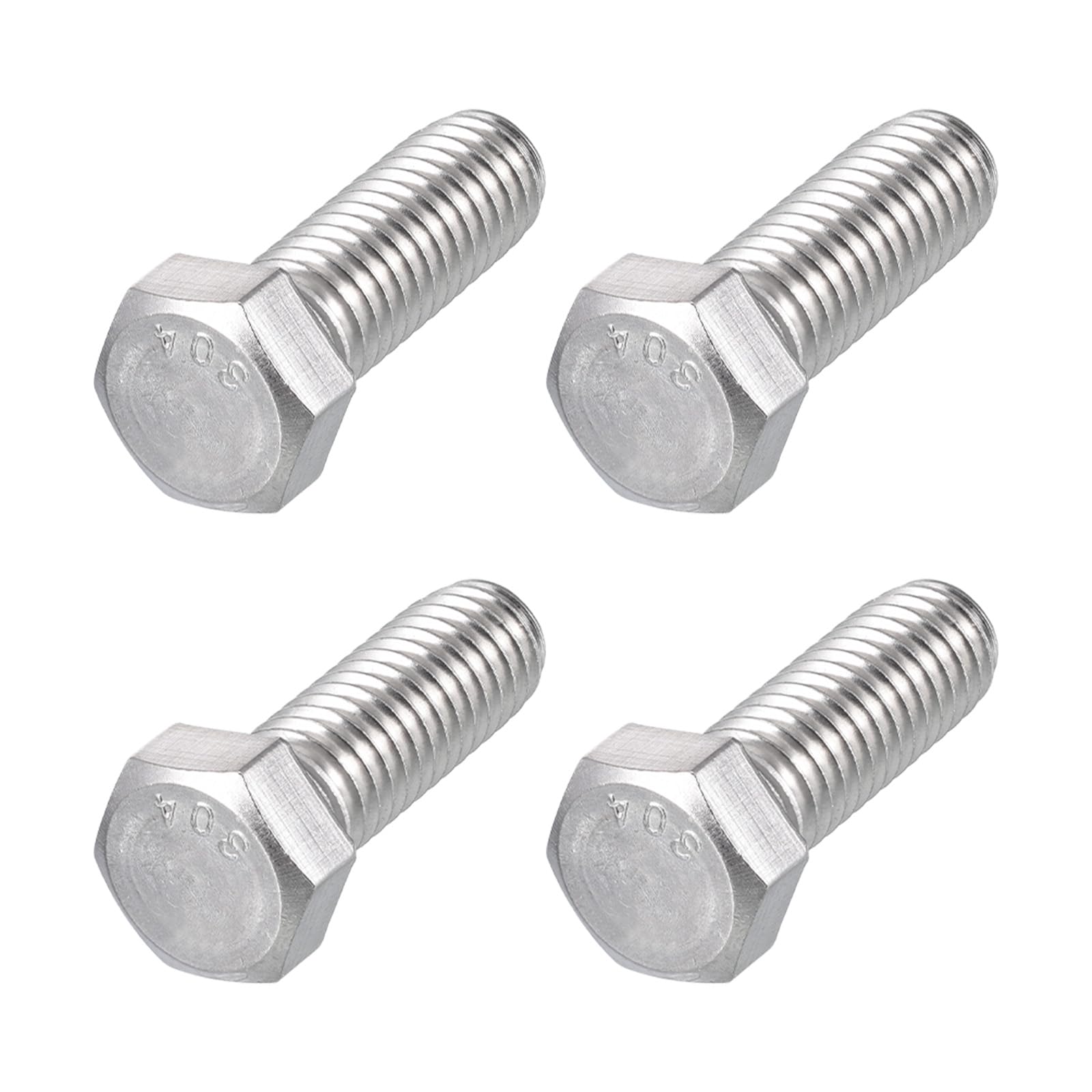 METALLIXITY Hex Head Bolts (7/16-14 x 1-1/4") 4Pcs, 304 Stainless Steel 18-8, Fully Threaded, External Hex Drive, Plain Finish, Hex Head Screw Bolt, Silver — image 1