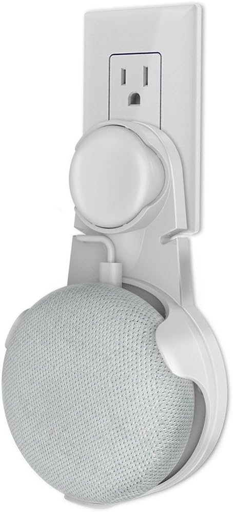 ACEIken Google Home Mini Wall Mount Outlet Hanger Stand, Compact Holder Case Plug, Hides the Google Home Mini Cord , for Google Home Mini Voice Assistants (White)