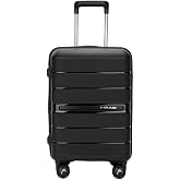HEAD Spinner Suitcase, 22x14x9 Hardside Carry On Luggage | 20inch, 5cm Expandable, PP Hardshell, TSA Lock, Lightweight, Dual Handles, 360&deg;Spinner Wheels,Travel, Airline Approved, Black