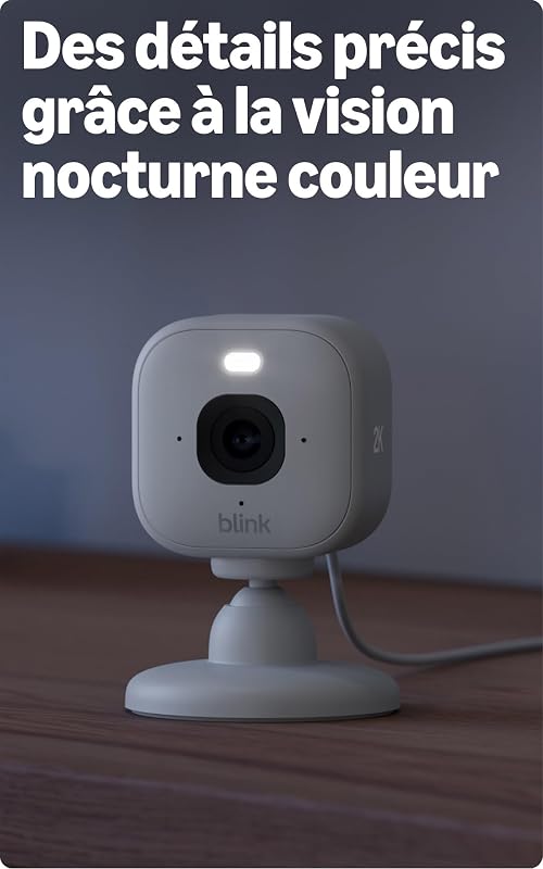 Caméra Mini 2K+ Blink (nouvelle génération) | Caméra de surveillance à domicile sur secteur avec résolution vidéo 2K, zoom 4x, vision nocturne couleur | Fonctionne avec Alexa | 2 caméras – Blanc