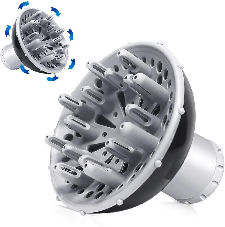 Hair Diffuser for Curly Hair, Daugee Professional Hair Dryer Diffuser Attachment for Wavy Natural Thick Hair to Build Volume without Frizz, Fits Dryers with 1.7'' to 1.8'' Round Nozzle