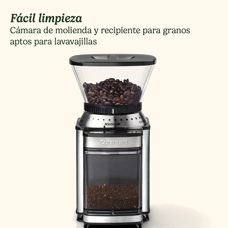 Molinillo de café, uso doméstico, 4-18 tazas, 8 posiciones de molido, Diferentes intensidades de infusión - espresso, cold brew, latte, cappuccino, Fresa Acero Inoxidable