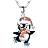 Dorunmo Christmas Necklace for Women 925 Sterling Silver Penguins/Christmas trees Xmas Pendant Necklace Christmas Jewelry Gifts