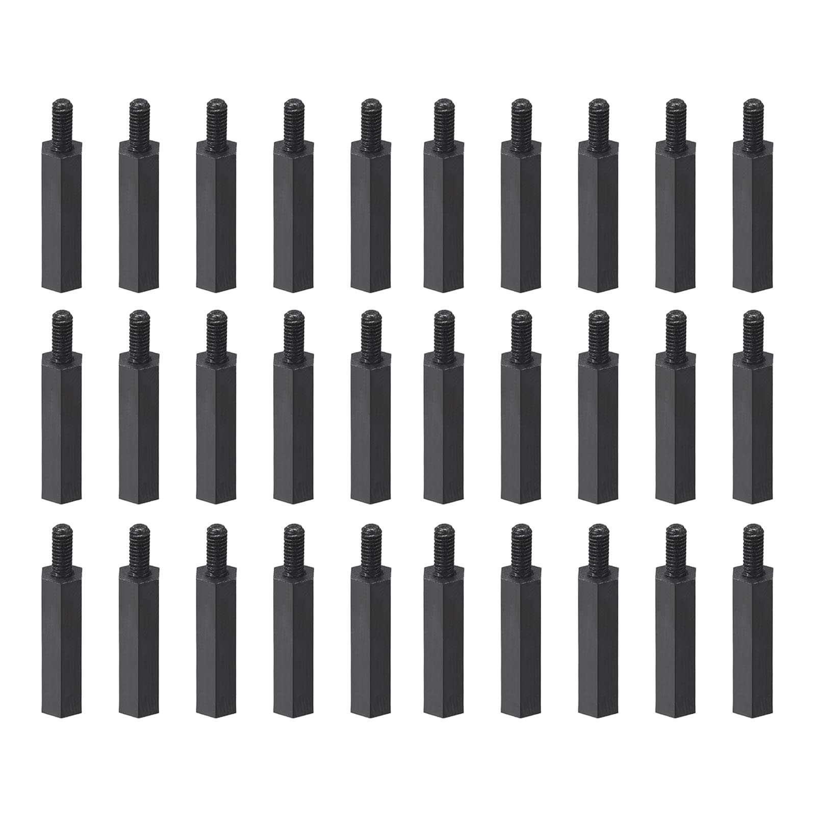 YOKIVE 30 Pcs M2.5 Standoff Screws, Nylon Hex PCB Standoffs with High Insulation Effect, Keep Height Consistent, Great for Motherboard (Black, 25mm+6mm)