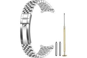 Juntan Screw-in Stainless Steel Watch Band 20mm 22mm for Men Women, Curved End Straight End Metal Watch Strap with Oyster Buckle, Taperd Replacement Jubilee Bracelet Silver Gold