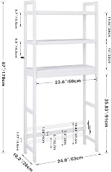 SMIBUY Bamboo Over-The-Toilet Storage Shelf 3-Tier White Freestanding view 4