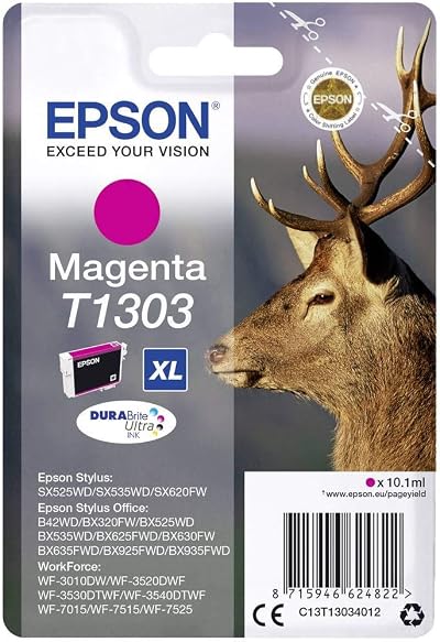 Epson T1303XL Magenta High Yield DURABrite Ultra Ink Cartridge Stag
