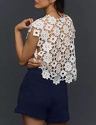 Yimoon Women's Floral Shell Vest Top Hollow Out