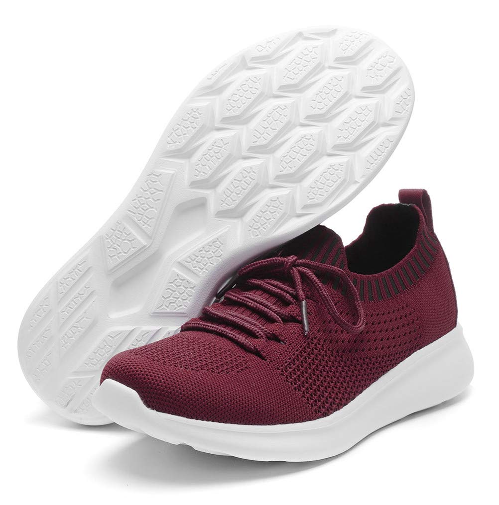 DADAWEN Women's Sneakers Lightweight Casual Breathable Athletic Walking Running Shoes Wine Red US Size 10 - Image 4