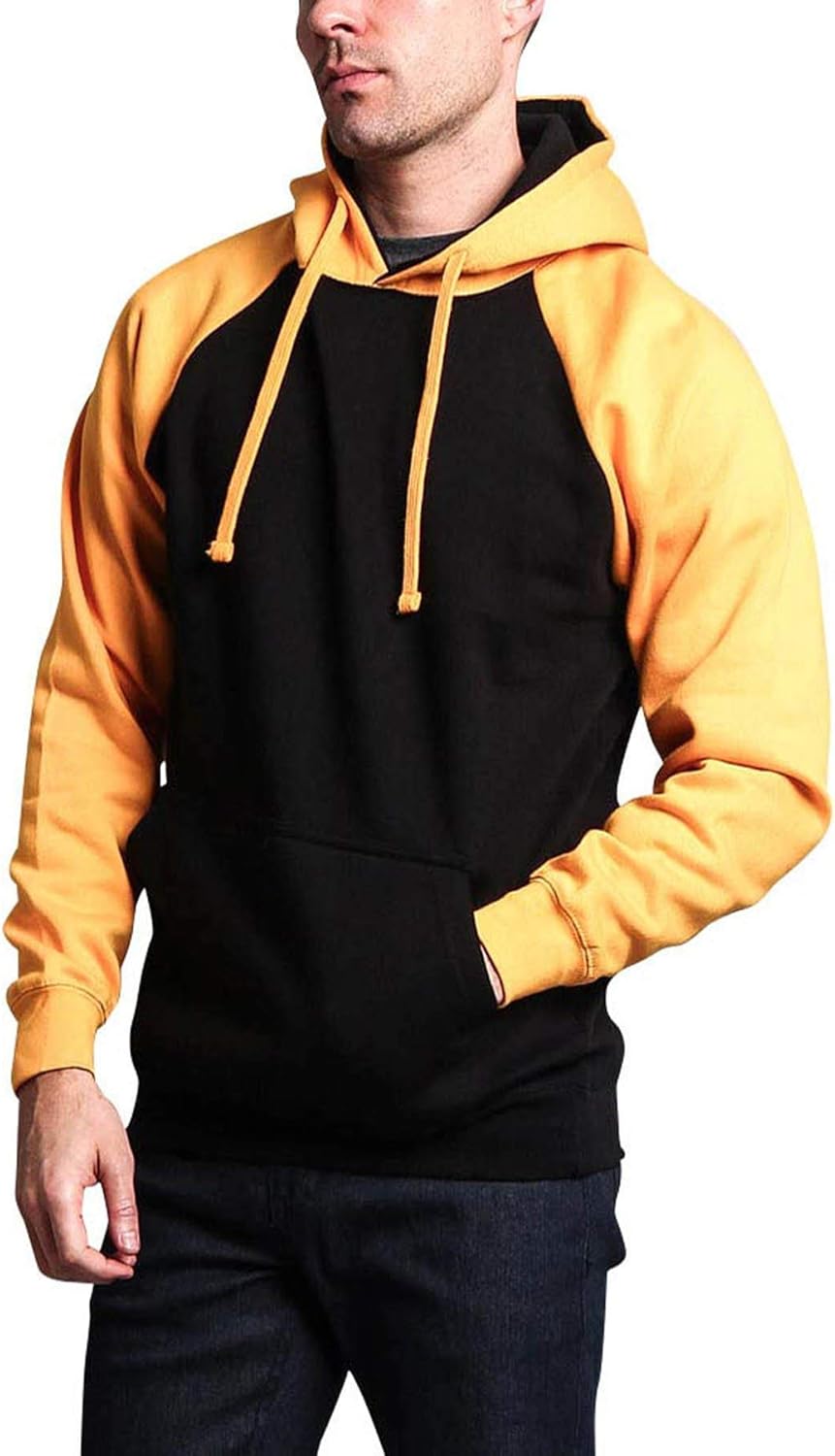 G-Style USA Premium Heavyweight Contrast Raglan Sleeve Pullover Hoodie Sweatshirt at  Men’s Clothing store